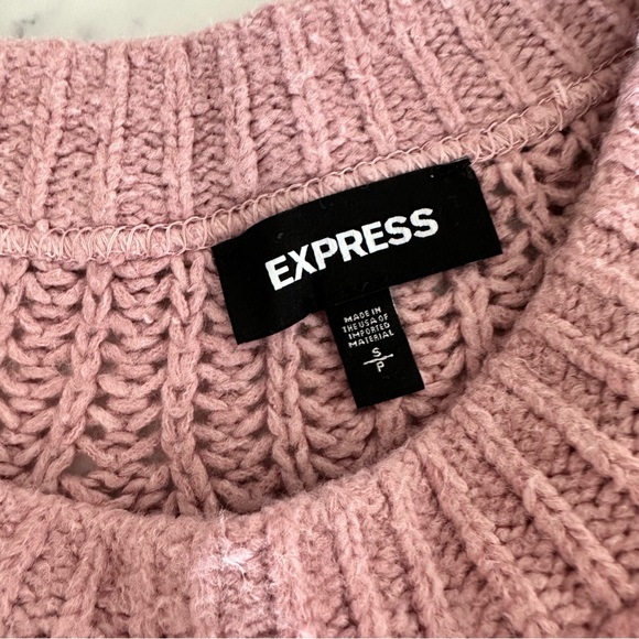 Express pink heart balloon sleeve knit sweater - Picture 2 of 4